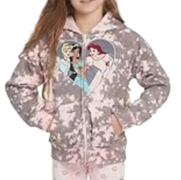 DISNEY PRINCESS Pink Tie Dye Zip-Up Hoodie with pockets. 4T - Picture 2 of 10